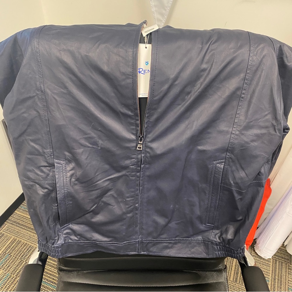 Remy Men Leather Navy Jacket - XL(42) - New